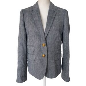 J.CREW Dalton Gray Navy Blue White Herringbone Blazer Jacket Coat Size 10